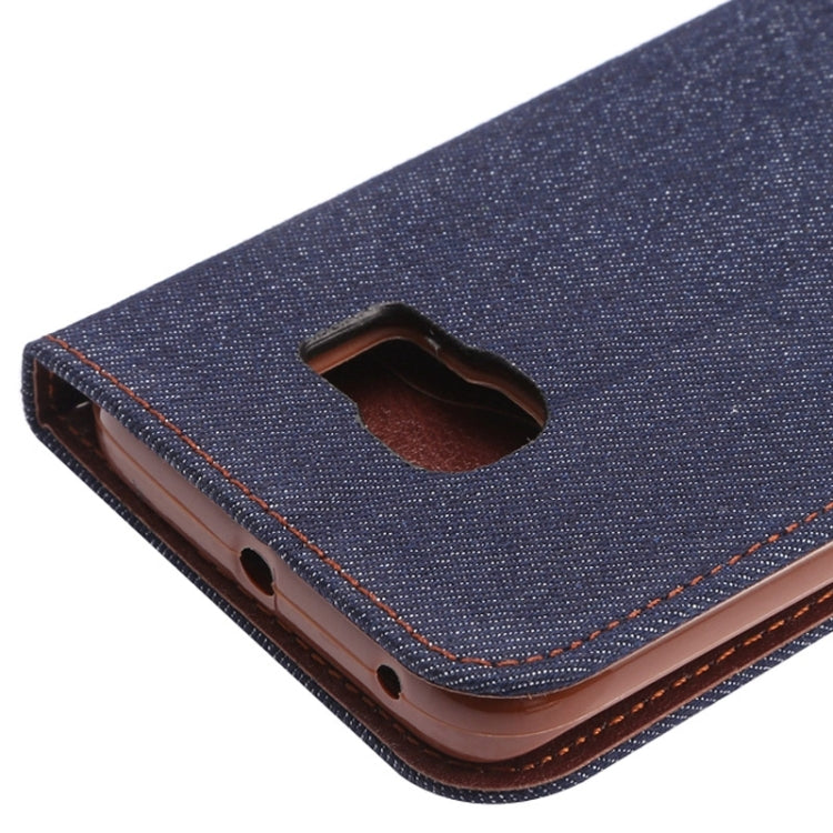 For Galaxy S6 Edge / G9250 Denim Texture TPU Leather Case with Holder & Card Slots & Wallet