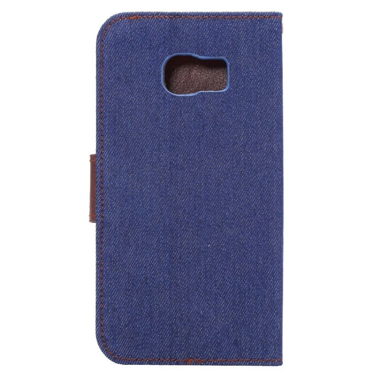 For Galaxy S6 Edge / G9250 Denim Texture TPU Leather Case with Holder & Card Slots & Wallet