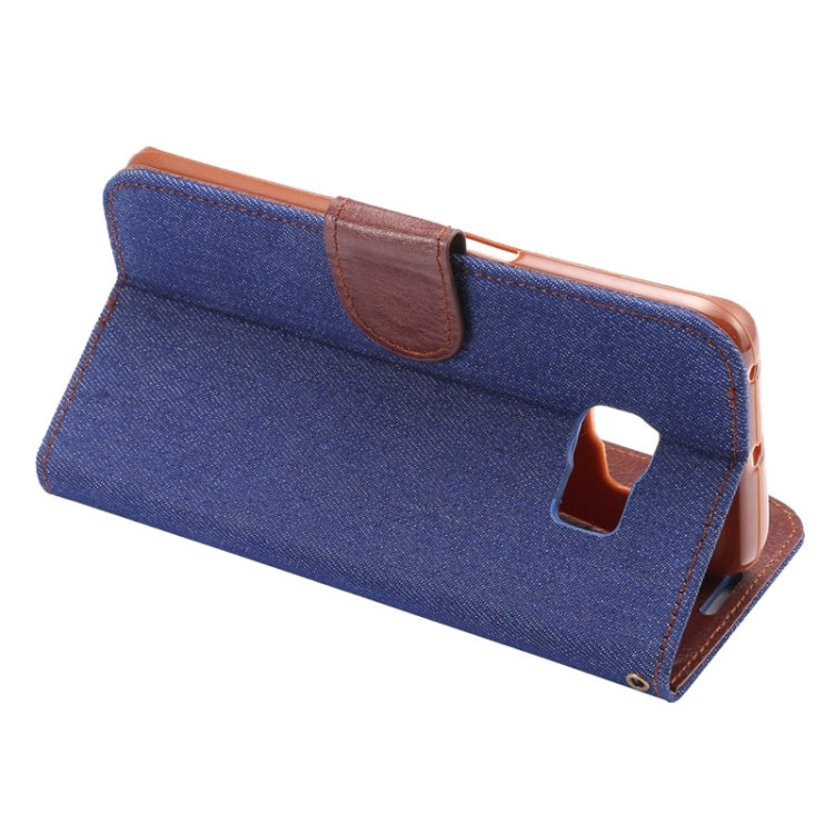 For Galaxy S6 Edge / G9250 Denim Texture TPU Leather Case with Holder & Card Slots & Wallet