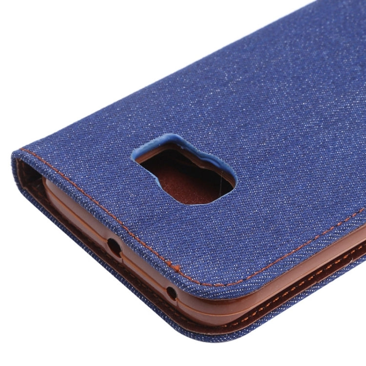 For Galaxy S6 Edge / G9250 Denim Texture TPU Leather Case with Holder & Card Slots & Wallet