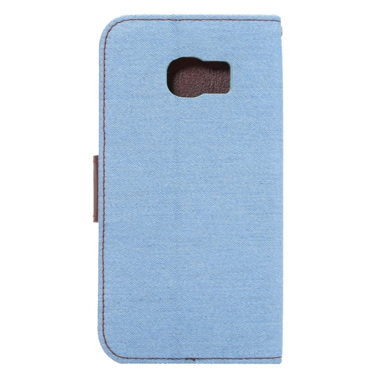 For Galaxy S6 Edge / G9250 Denim Texture TPU Leather Case with Holder & Card Slots & Wallet