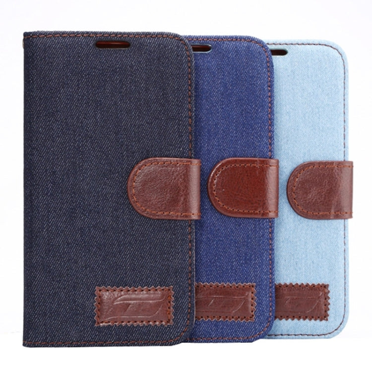 For Galaxy S6 Edge / G9250 Denim Texture TPU Leather Case with Holder & Card Slots & Wallet
