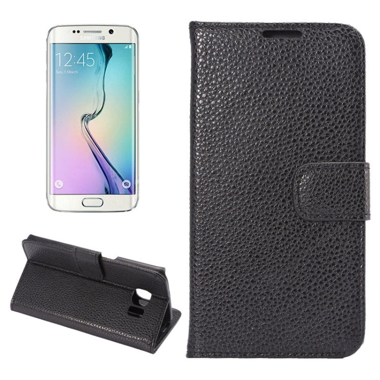 For Galaxy S6 Edge / G9250 Lichee Texture PC PU Leather Case with Holder & Card Slots & Wallet