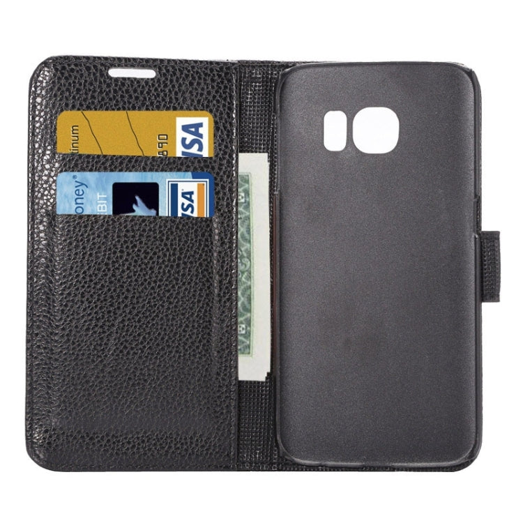 For Galaxy S6 Edge / G9250 Lichee Texture PC PU Leather Case with Holder & Card Slots & Wallet