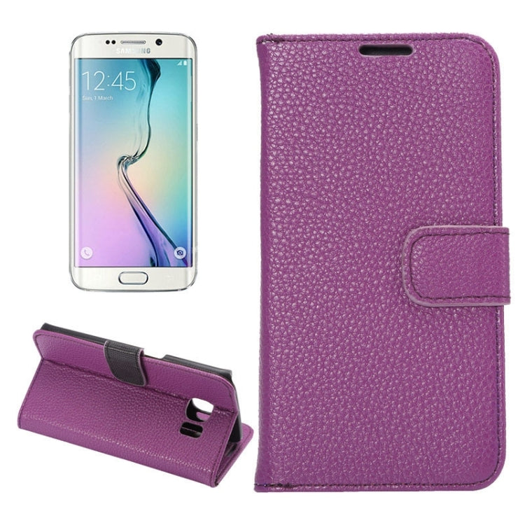 For Galaxy S6 Edge / G9250 Lichee Texture PC PU Leather Case with Holder & Card Slots & Wallet