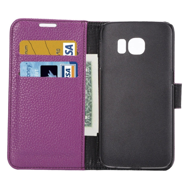 For Galaxy S6 Edge / G9250 Lichee Texture PC PU Leather Case with Holder & Card Slots & Wallet