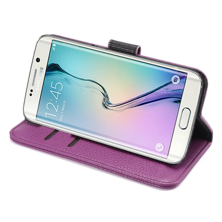 For Galaxy S6 Edge / G9250 Lichee Texture PC PU Leather Case with Holder & Card Slots & Wallet