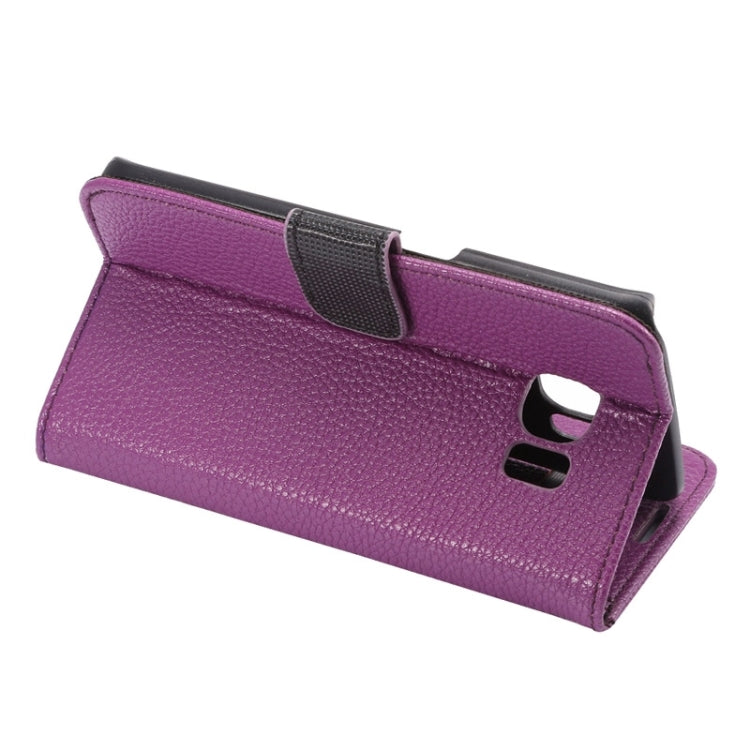 For Galaxy S6 Edge / G9250 Lichee Texture PC PU Leather Case with Holder & Card Slots & Wallet