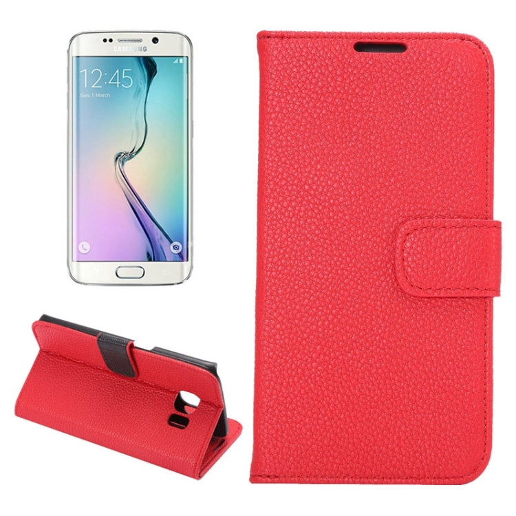 For Galaxy S6 Edge / G9250 Lichee Texture PC PU Leather Case with Holder & Card Slots & Wallet