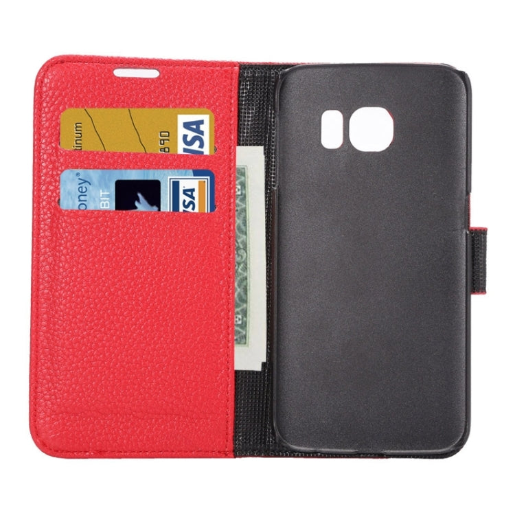 For Galaxy S6 Edge / G9250 Lichee Texture PC PU Leather Case with Holder & Card Slots & Wallet