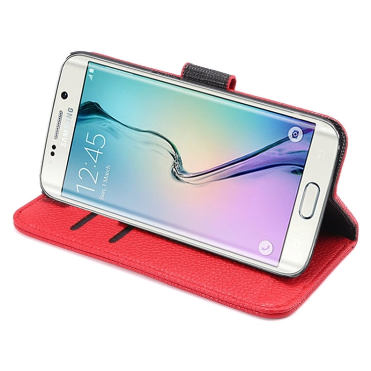 For Galaxy S6 Edge / G9250 Lichee Texture PC PU Leather Case with Holder & Card Slots & Wallet