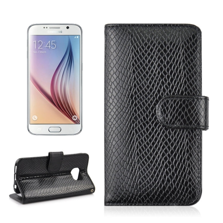 For Galaxy S6 / G920 Ultrathin Snakeskin Texture Wallet Style Leather + TPU Case with Holder