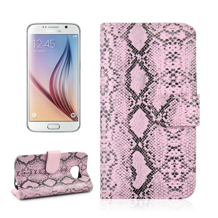 For Galaxy S6 / G920 Ultrathin Snakeskin Texture Wallet Style Leather + TPU Case with Holder