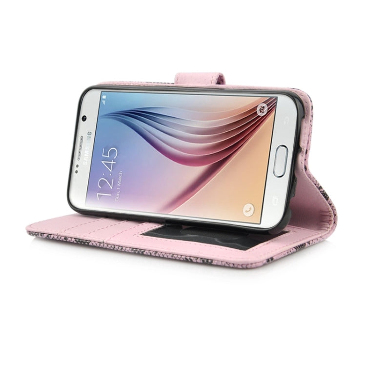 For Galaxy S6 / G920 Ultrathin Snakeskin Texture Wallet Style Leather + TPU Case with Holder