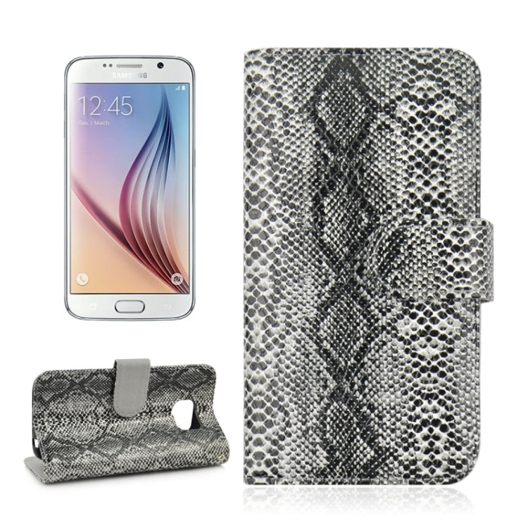For Galaxy S6 / G920 Ultrathin Snakeskin Texture Wallet Style Leather + TPU Case with Holder