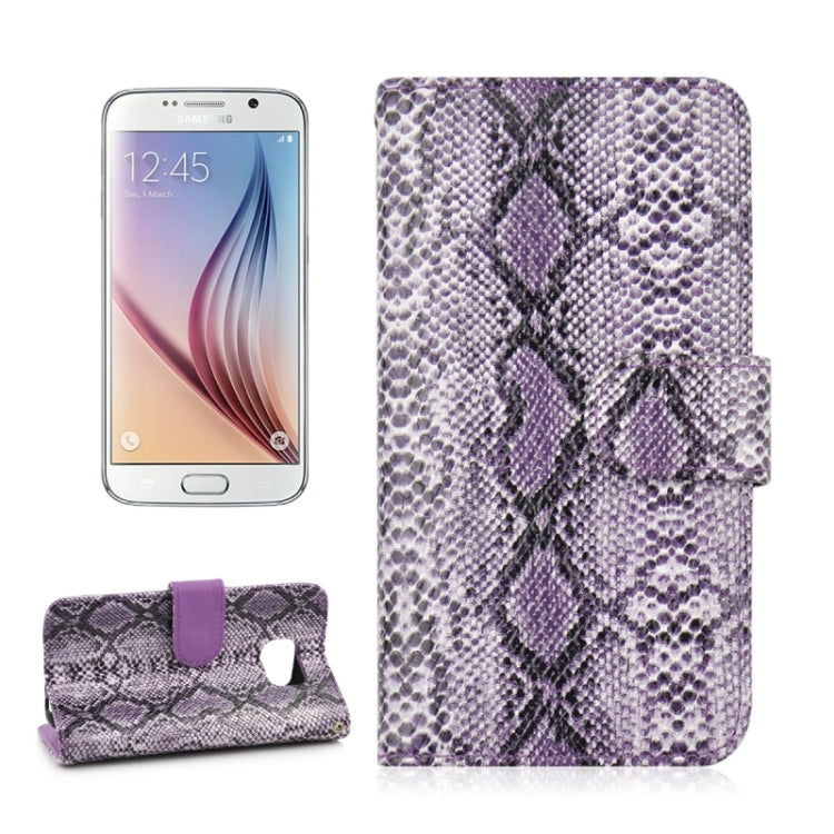 For Galaxy S6 / G920 Ultrathin Snakeskin Texture Wallet Style Leather + TPU Case with Holder