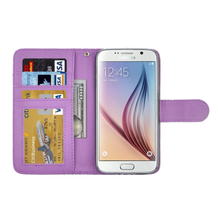 For Galaxy S6 / G920 Ultrathin Snakeskin Texture Wallet Style Leather + TPU Case with Holder