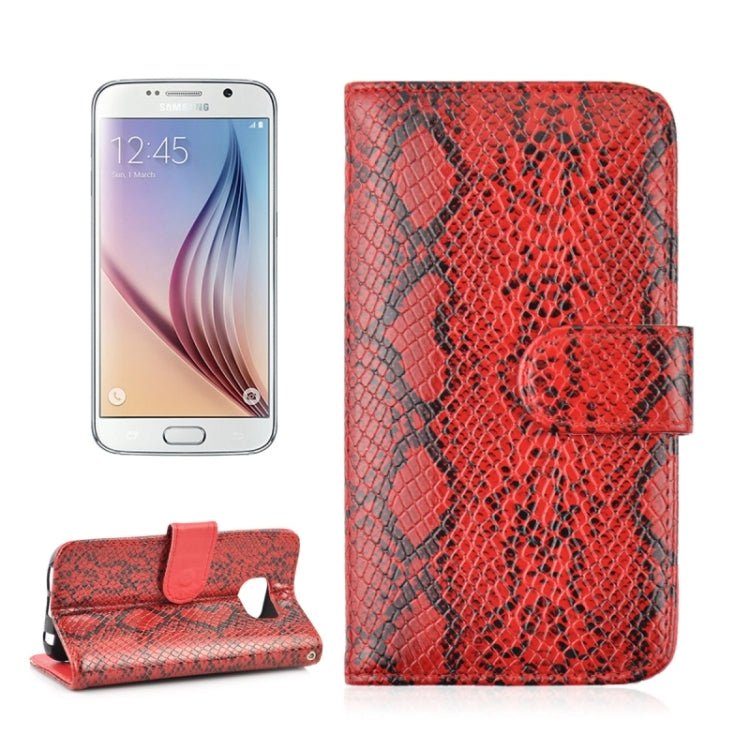 For Galaxy S6 / G920 Ultrathin Snakeskin Texture Wallet Style Leather + TPU Case with Holder