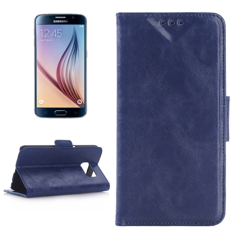 For Galaxy S6 / G920 Oil Skin Texture Leather Case with Holder & Card Slots