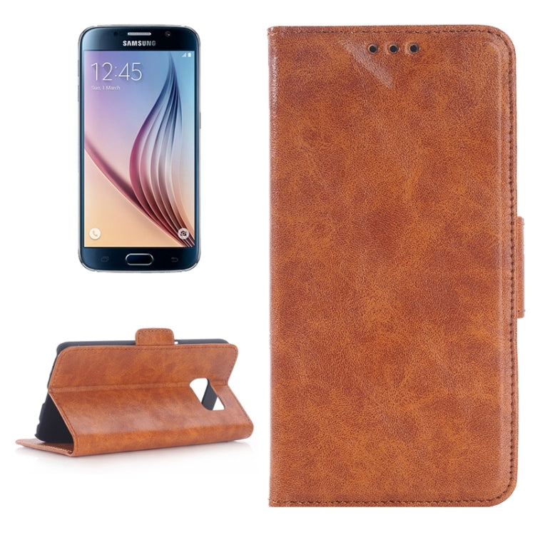 For Galaxy S6 / G920 Oil Skin Texture Leather Case with Holder & Card Slots
