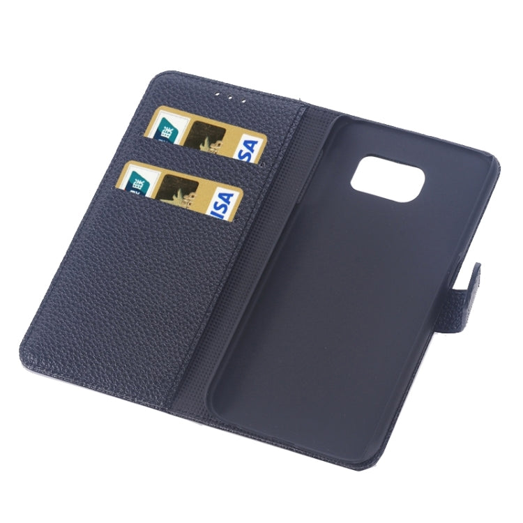 For Galaxy S6 / G920 Litchi Texture Leather Case with Holder & Card Slots