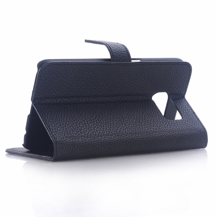 For Galaxy S6 / G920 Litchi Texture Leather Case with Holder & Card Slots