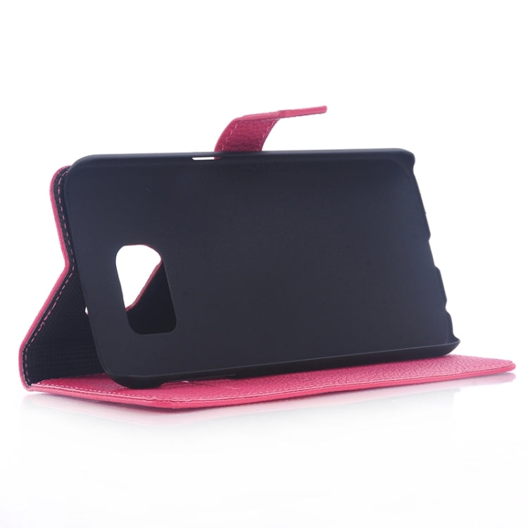For Galaxy S6 / G920 Litchi Texture Leather Case with Holder & Card Slots