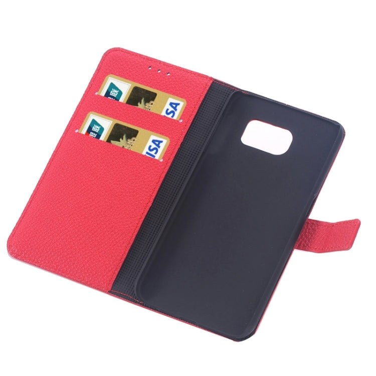 For Galaxy S6 / G920 Litchi Texture Leather Case with Holder & Card Slots