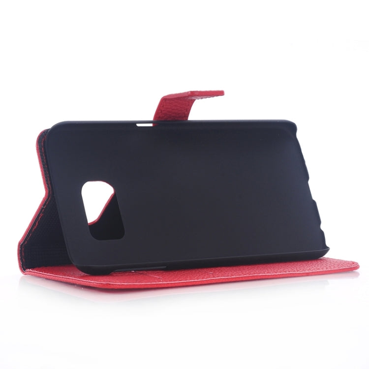 For Galaxy S6 / G920 Litchi Texture Leather Case with Holder & Card Slots
