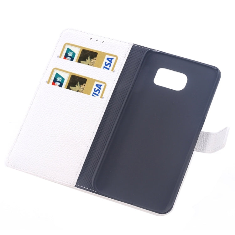 For Galaxy S6 / G920 Litchi Texture Leather Case with Holder & Card Slots