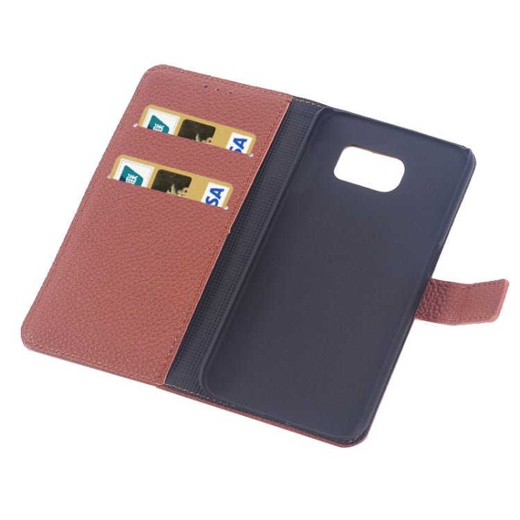 For Galaxy S6 / G920 Litchi Texture Leather Case with Holder & Card Slots