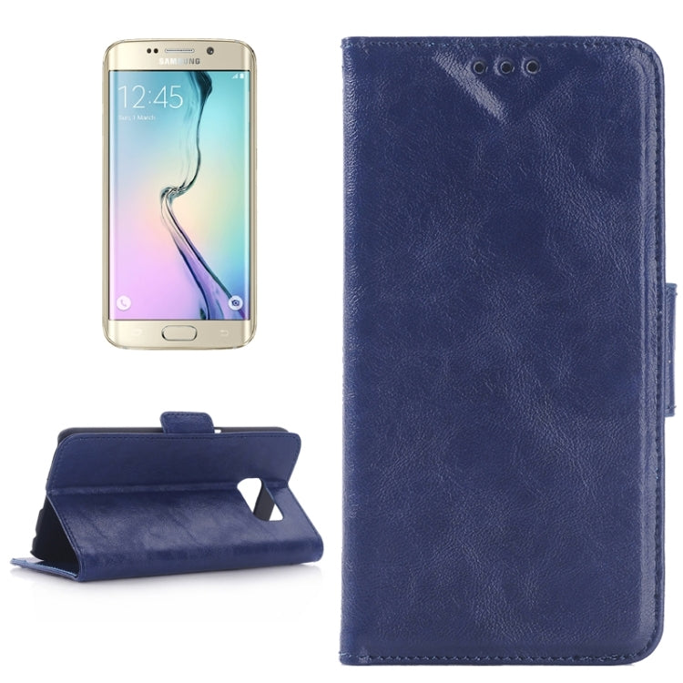 For Galaxy S6 Edge Oil Skin Texture Leather Case with Holder & Card Slots
