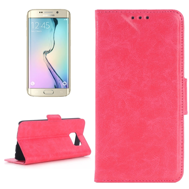 For Galaxy S6 Edge Oil Skin Texture Leather Case with Holder & Card Slots