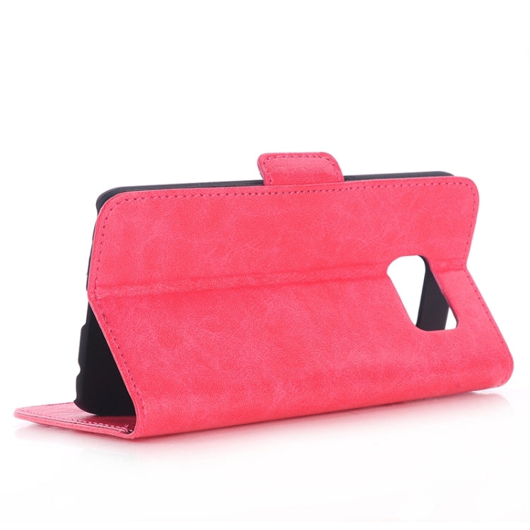 For Galaxy S6 Edge Oil Skin Texture Leather Case with Holder & Card Slots