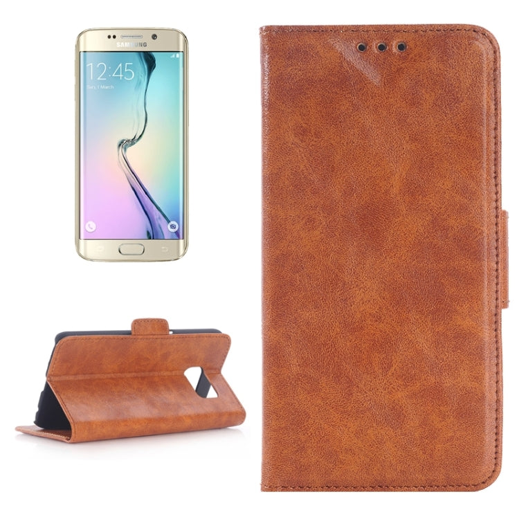 For Galaxy S6 Edge Oil Skin Texture Leather Case with Holder & Card Slots