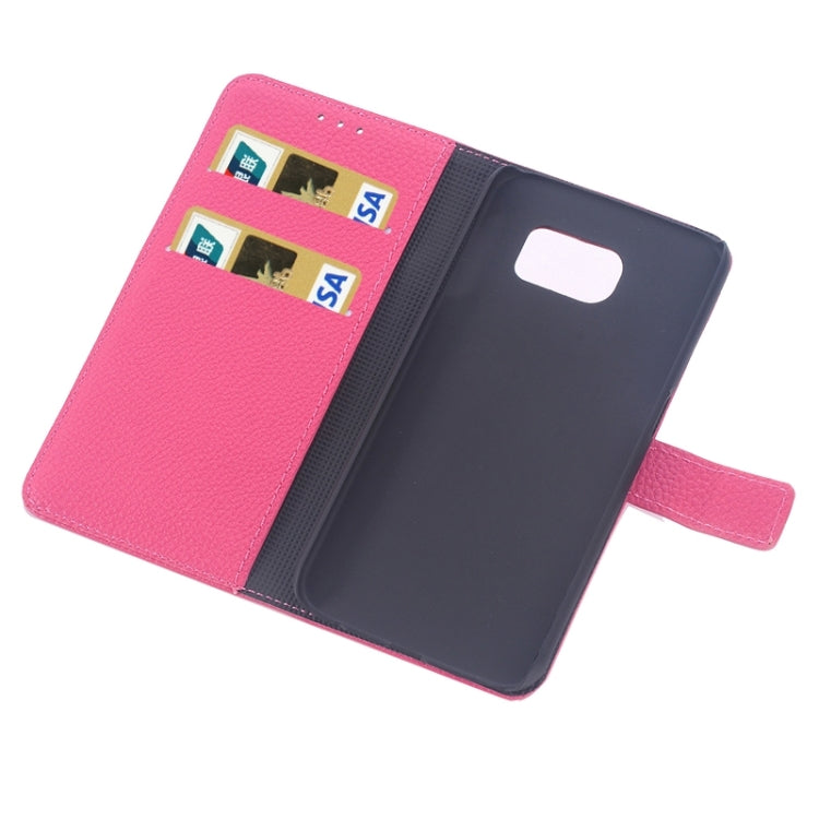 For Galaxy S6 Edge Litchi Texture Leather Case with Holder & Card Slots