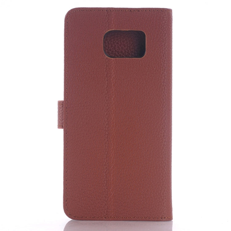 For Galaxy S6 Edge Litchi Texture Leather Case with Holder & Card Slots