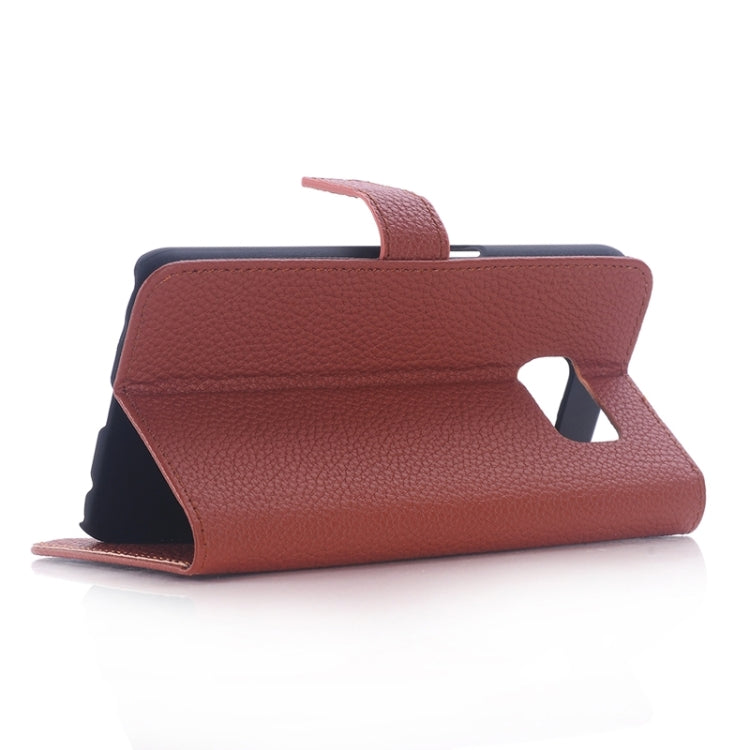 For Galaxy S6 Edge Litchi Texture Leather Case with Holder & Card Slots