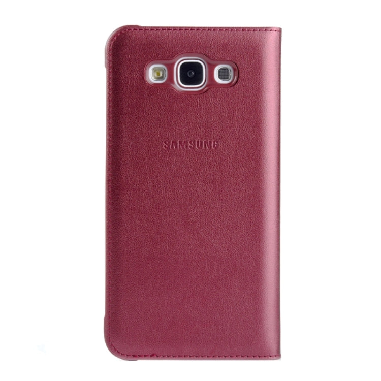 Horizontal Flip Double Window Leather Case for Galaxy E7 / E7000