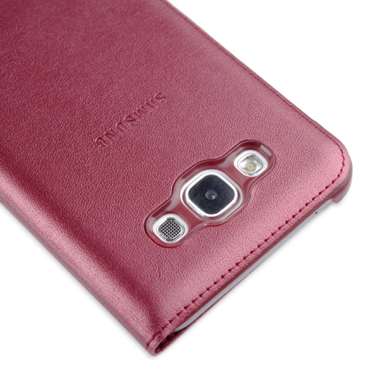 Horizontal Flip Double Window Leather Case for Galaxy E7 / E7000