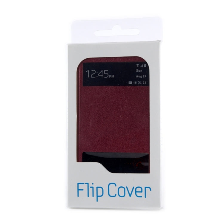 Horizontal Flip Double Window Leather Case for Galaxy E7 / E7000