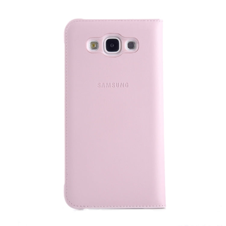 Horizontal Flip Double Window Leather Case for Galaxy E7 / E7000