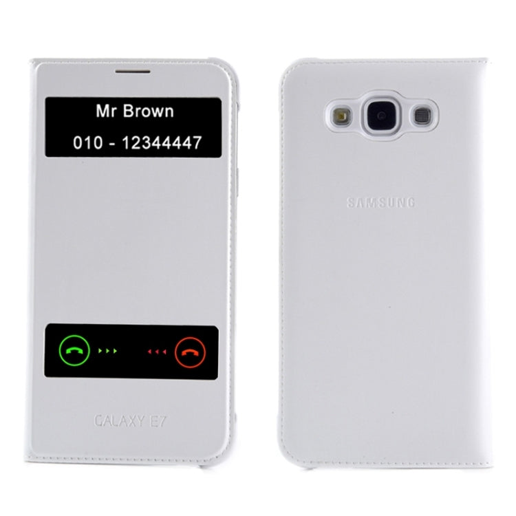 Horizontal Flip Double Window Leather Case for Galaxy E7 / E7000