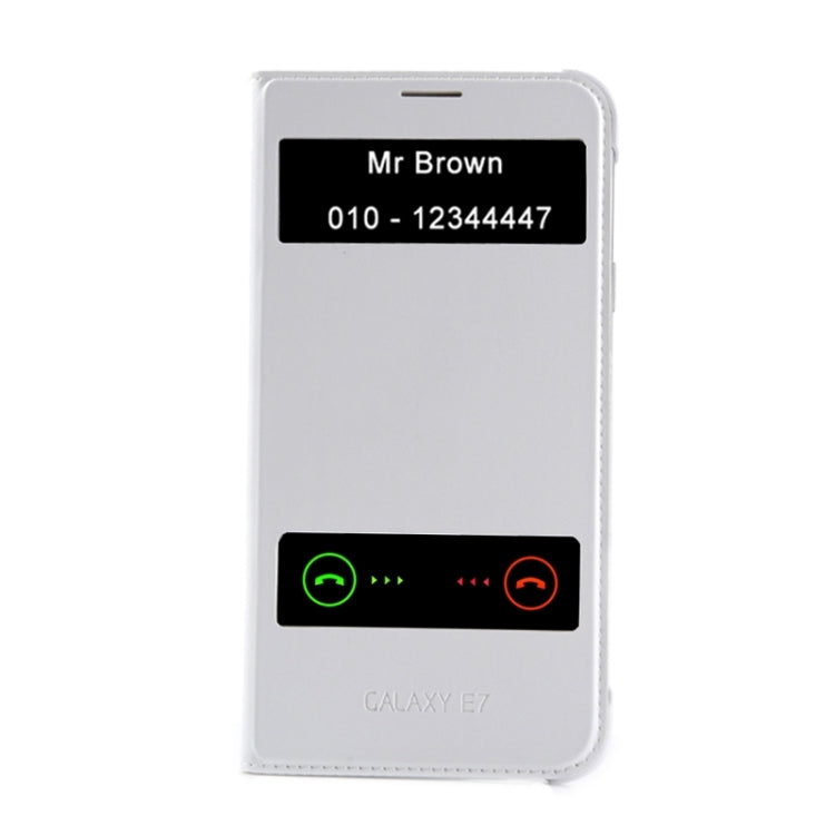 Horizontal Flip Double Window Leather Case for Galaxy E7 / E7000