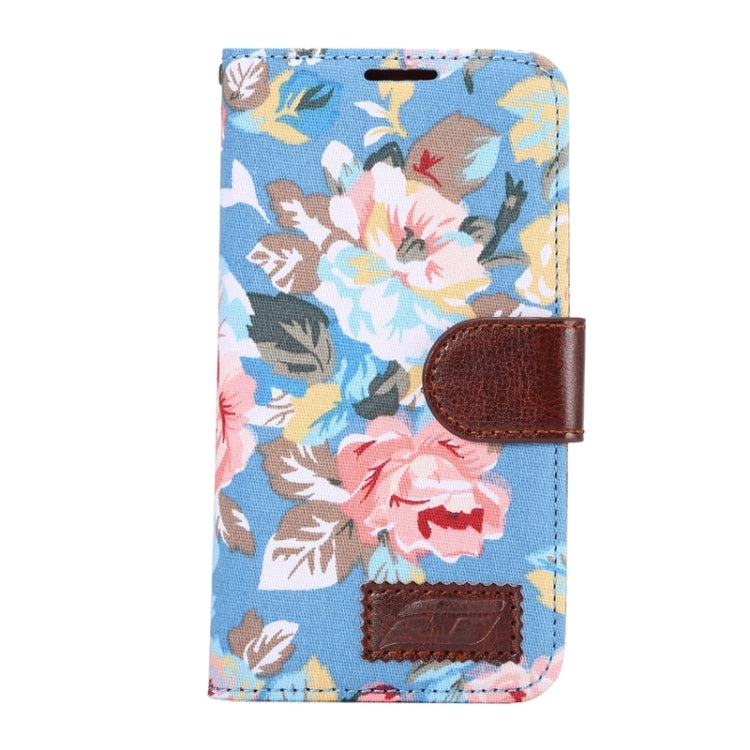 Flower Cloth Leather Case with Holder and Card Slots for Galaxy E5
