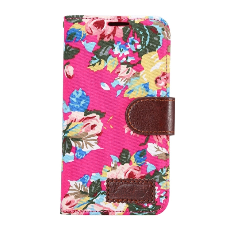 Flower Cloth Leather Case with Holder and Card Slots for Galaxy E5