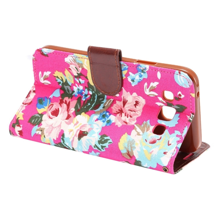 Flower Cloth Leather Case with Holder and Card Slots for Galaxy E5