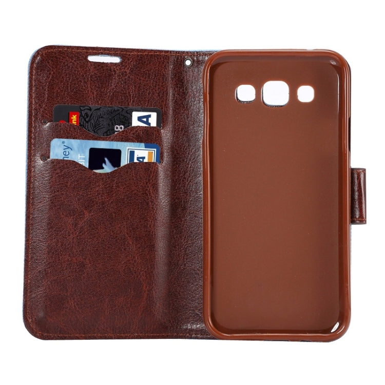 Denim Texture Leather Case with Holder & Card Slots for Galaxy E5(Black)