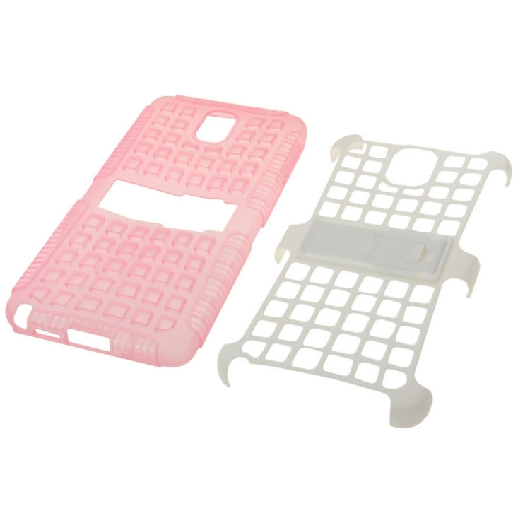 Grid Texture Plastics + TPU Combination Case with Holder for Galaxy Note III