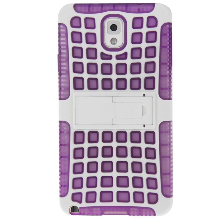 Grid Texture Plastics + TPU Combination Case with Holder for Galaxy Note III